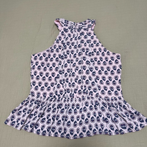 LOFT Light Pink Top with Blue and Purple Design - Picture 2 of 3